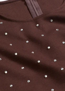 bonprix Shirts & Tops^Langarmshirt mit Strass-Applikation dunkelbraun