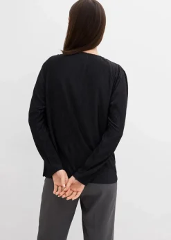 bonprix Shirts & Tops^Langarmshirt mit Struktureffekt schwarz