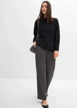 bonprix Shirts & Tops^Langarmshirt mit Struktureffekt schwarz