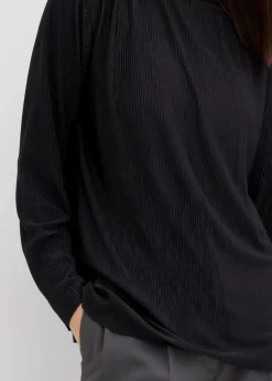bonprix Shirts & Tops^Langarmshirt mit Struktureffekt schwarz
