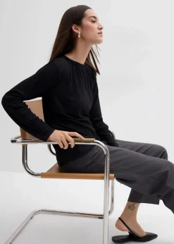 bonprix Shirts & Tops^Langarmshirt mit Struktureffekt schwarz