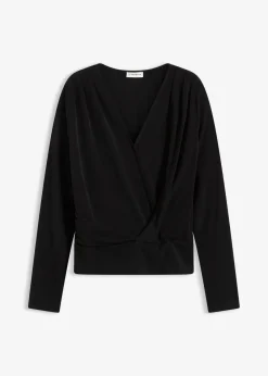 bonprix Shirts & Tops^Langarmshirt mit tiefem Ausschnitt schwarz