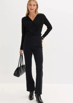 bonprix Shirts & Tops^Langarmshirt mit tiefem Ausschnitt schwarz