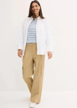 bonprix Bekleidung·Röcke|Basics^Langarmshirt mit U-Boot-Ausschnitt (2er Pack) softblau/weiß längs gestreift+weiß
