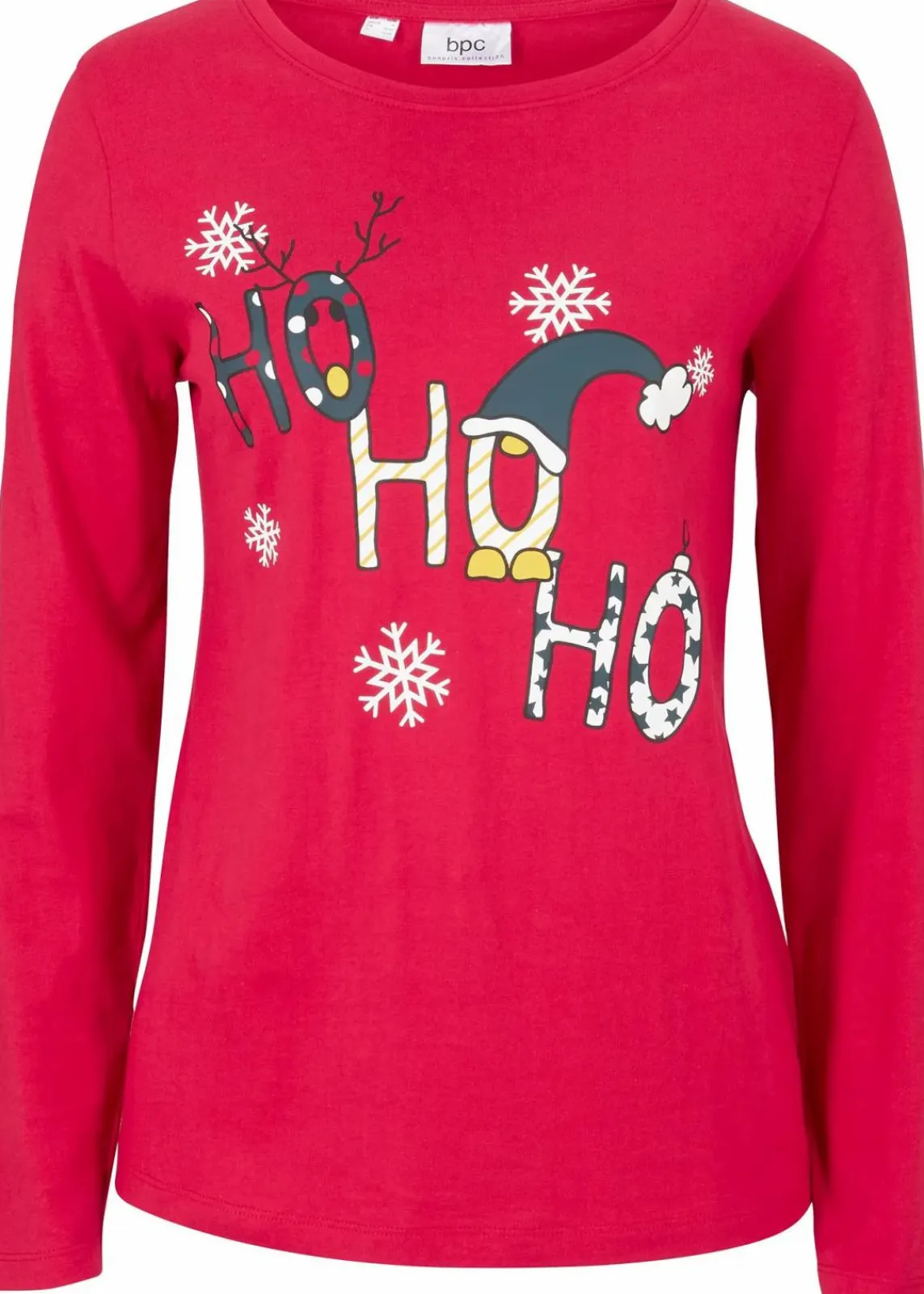 bonprix Shirts & Tops|Nachhaltigere Materialien^Langarmshirt mit Weihnachtsmotiv rot
