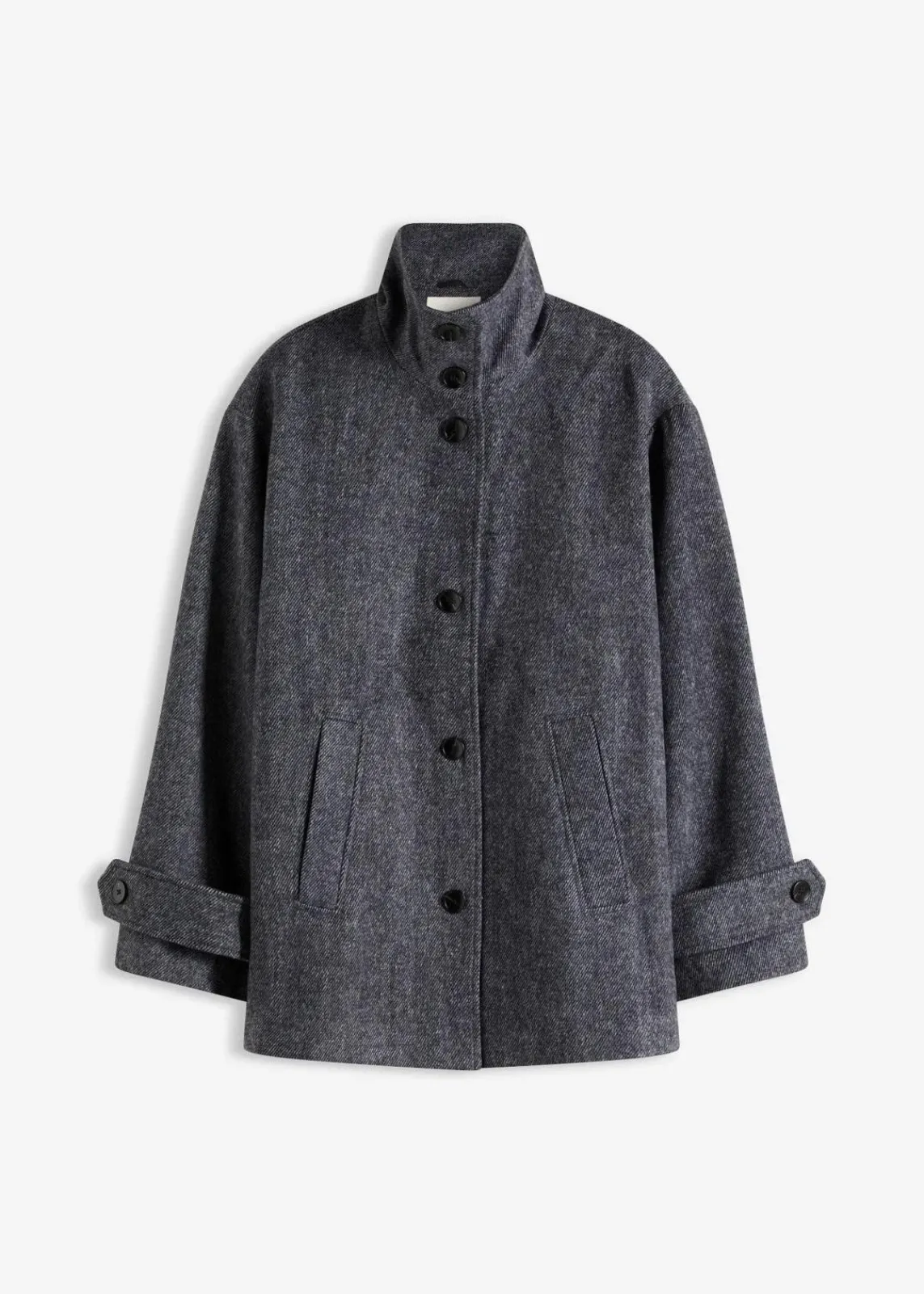 bonprix Bekleidung·Hosen|Jacken & Mäntel^Lange Cabanjacke in Wolloptik anthrazit meliert