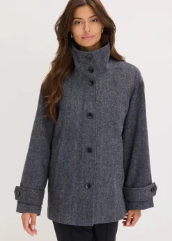 bonprix Bekleidung·Hosen|Jacken & Mäntel^Lange Cabanjacke in Wolloptik anthrazit meliert