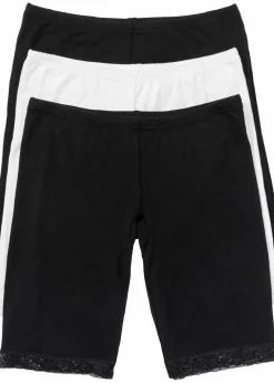 bonprix Wäsche·Baumwollunterwäsche|Wäsche·Höschen^Lange Damen Boxer aus weichen Material im Vorteilspack schwarz + wollweiß