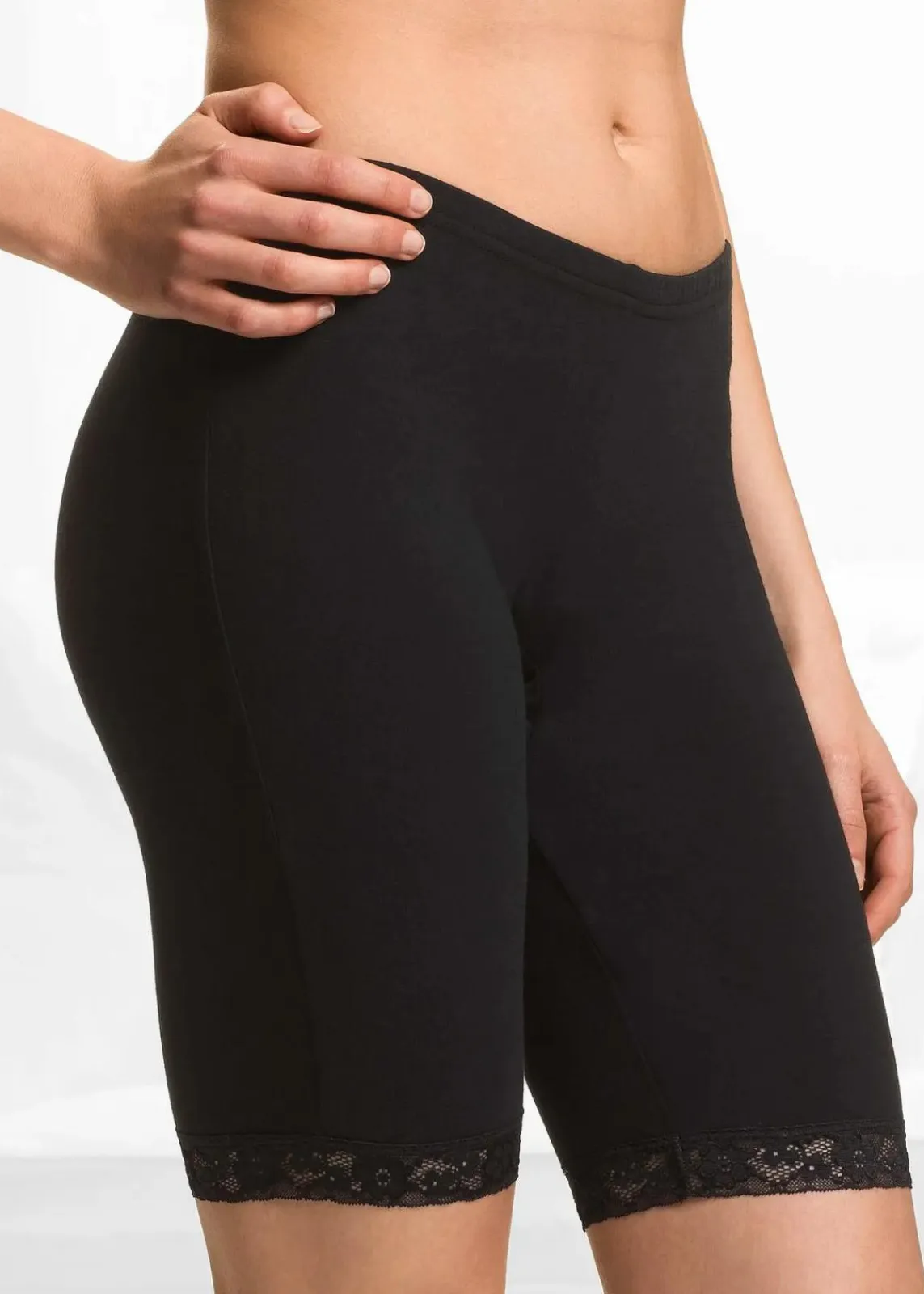 bonprix Wäsche·Baumwollunterwäsche|Wäsche·Höschen^Lange Damen Boxer aus weichen Material im Vorteilspack schwarz + wollweiß