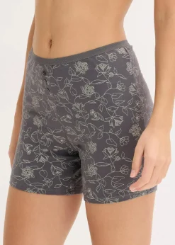 bonprix Wäsche·Baumwollunterwäsche|Wäsche·Höschen^Lange Damen Boxer (4er Pack) grau - bedruckt