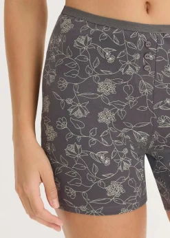 bonprix Wäsche·Baumwollunterwäsche|Wäsche·Höschen^Lange Damen Boxer (4er Pack) grau - bedruckt