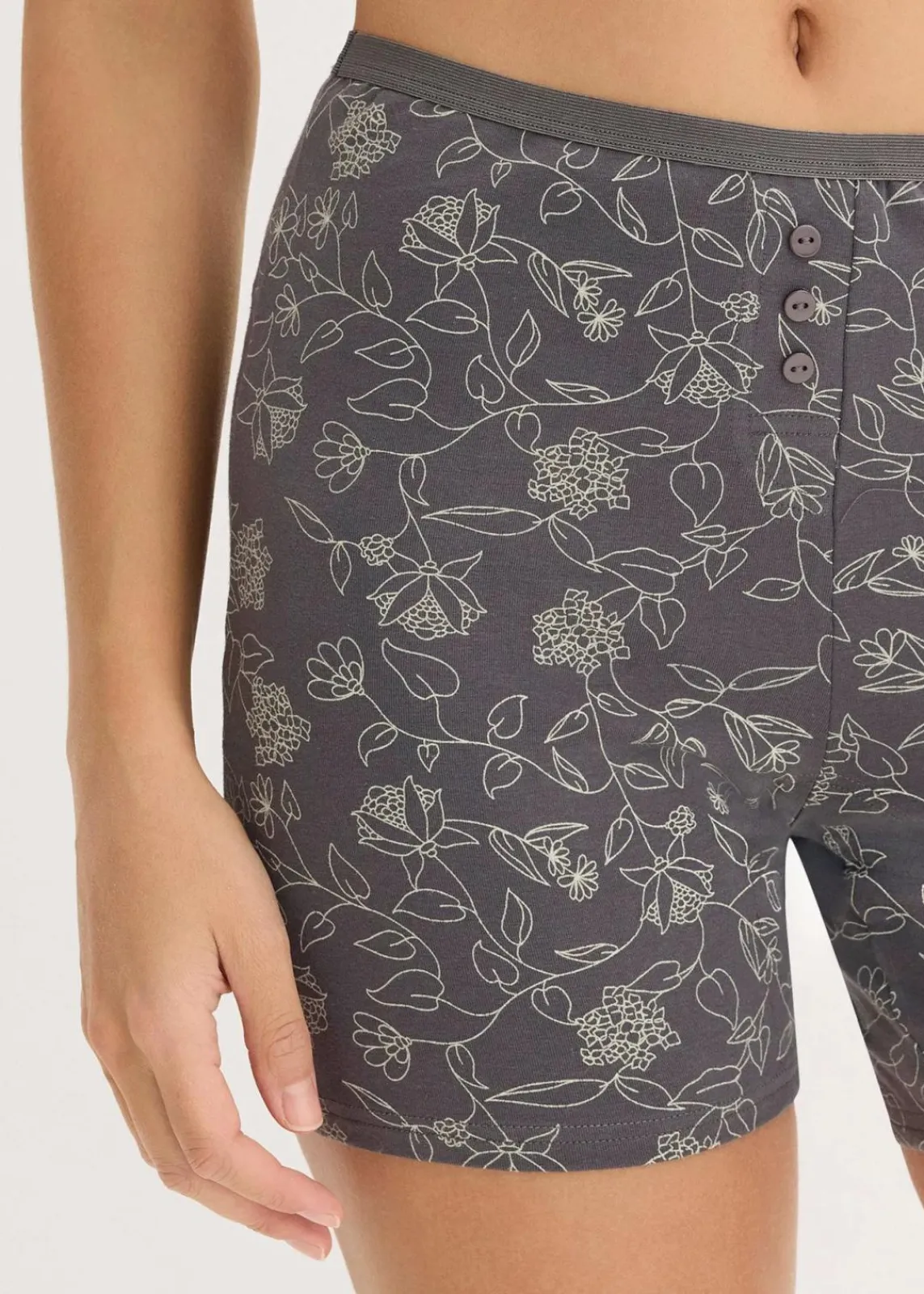 bonprix Wäsche·Baumwollunterwäsche|Wäsche·Höschen^Lange Damen Boxer (4er Pack) grau - bedruckt