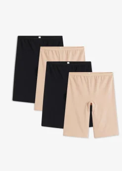 bonprix Wäsche·Baumwollunterwäsche|Wäsche·Höschen^Lange Damen Boxer mit Bio-Baumwolle (4er Pack) schwarz+mattbeige
