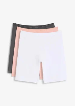bonprix Wäsche·Baumwollunterwäsche|Wäsche·Höschen^Lange Damen Boxer mit Bio-Baumwolle (3er Pack) antikrosa/schiefergrau/weiß