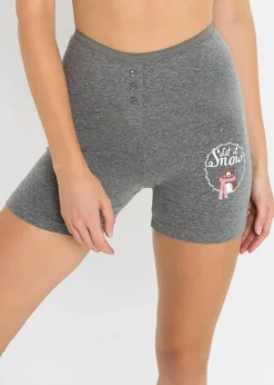 bonprix Wäsche·Baumwollunterwäsche|Wäsche·Höschen^Lange Damen Boxer mit hohem Bund (4er Pack) schwarz + grau meliert