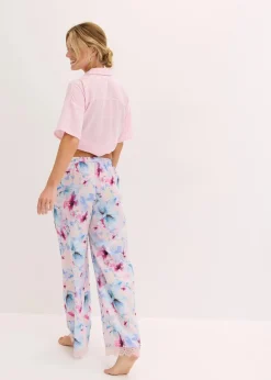 bonprix Wäsche·Nachtwäsche|Nachhaltigere Materialien^Lange Pyjamahose aus glänzendem Satin hellrosa geblümt