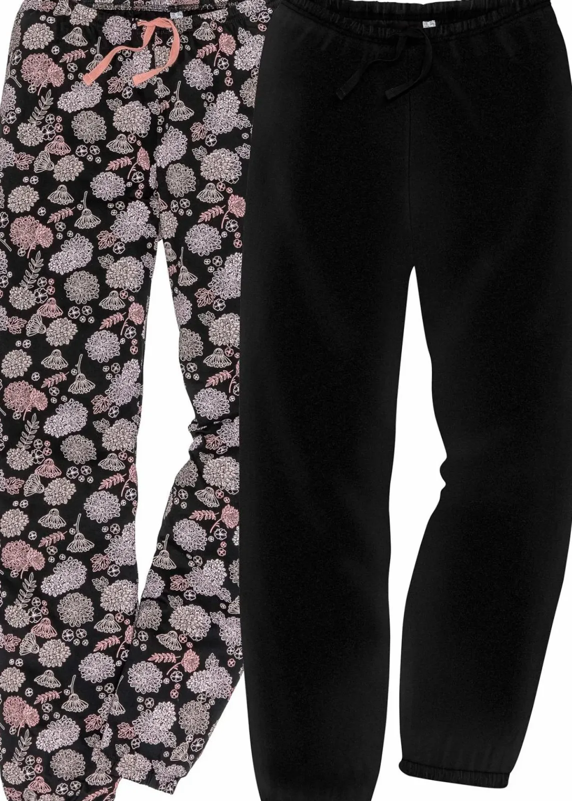 bonprix Wäsche·Nachtwäsche|Nachhaltigere Materialien^Lange Pyjamahose aus reiner Bio-Baumwolle(2er Pack) schwarz bedruckt