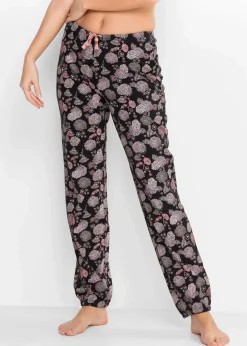 bonprix Wäsche·Nachtwäsche|Nachhaltigere Materialien^Lange Pyjamahose aus reiner Bio-Baumwolle(2er Pack) schwarz bedruckt