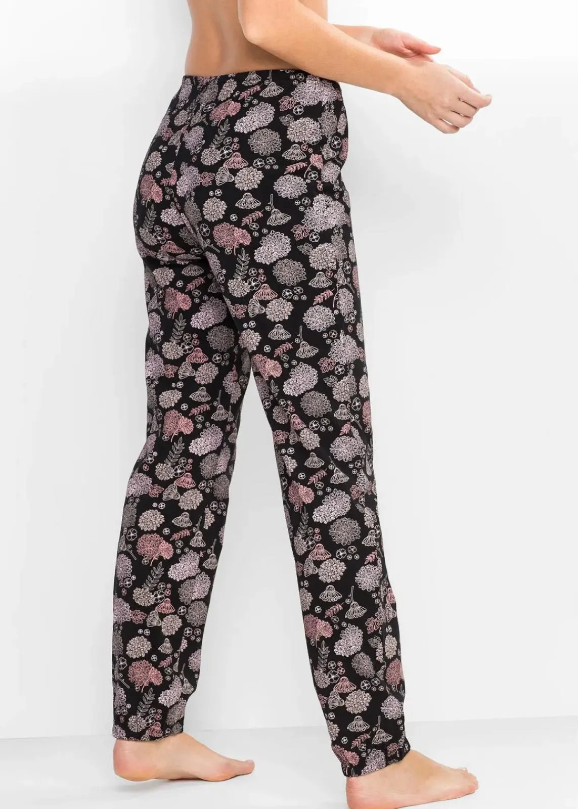 bonprix Wäsche·Nachtwäsche|Nachhaltigere Materialien^Lange Pyjamahose aus reiner Bio-Baumwolle(2er Pack) schwarz bedruckt