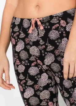 bonprix Wäsche·Nachtwäsche|Nachhaltigere Materialien^Lange Pyjamahose aus reiner Bio-Baumwolle(2er Pack) schwarz bedruckt