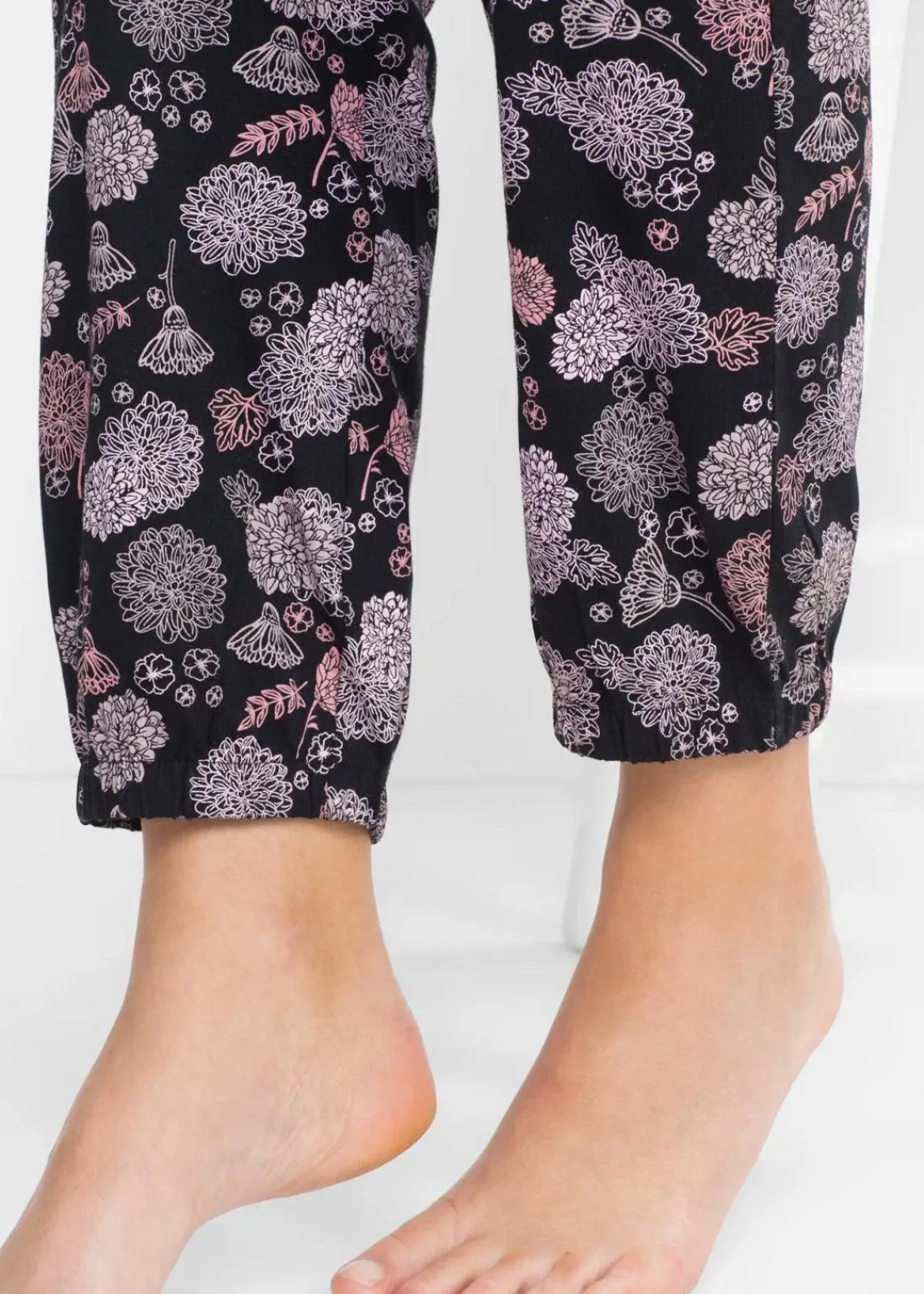 bonprix Wäsche·Nachtwäsche|Nachhaltigere Materialien^Lange Pyjamahose aus reiner Bio-Baumwolle(2er Pack) schwarz bedruckt