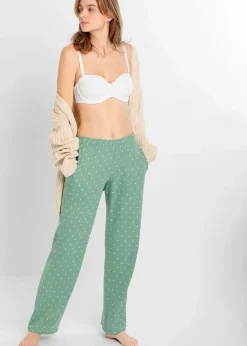bonprix Wäsche·Nachtwäsche|Nachtwäsche^Lange Pyjamahose aus reiner Baumwolle (2er Pack) rauchsalbei+schwarz gepunktet