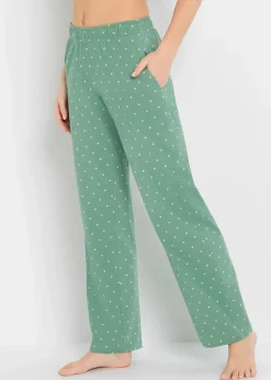 bonprix Wäsche·Nachtwäsche|Nachtwäsche^Lange Pyjamahose aus reiner Baumwolle (2er Pack) rauchsalbei+schwarz gepunktet