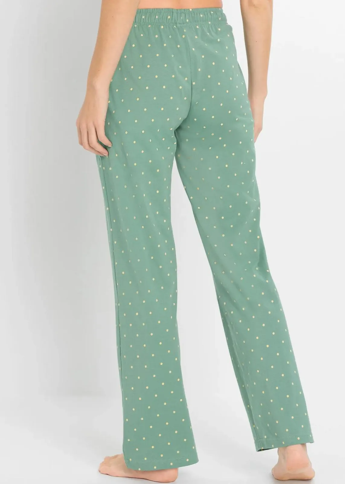bonprix Wäsche·Nachtwäsche|Nachtwäsche^Lange Pyjamahose aus reiner Baumwolle (2er Pack) rauchsalbei+schwarz gepunktet