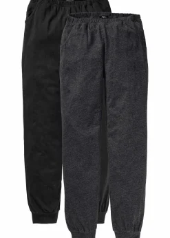 bonprix Wäsche·Basics|Wäsche·Nachtwäsche^Lange Pyjamahose (2er Pack) anthrazit meliert/schwarz