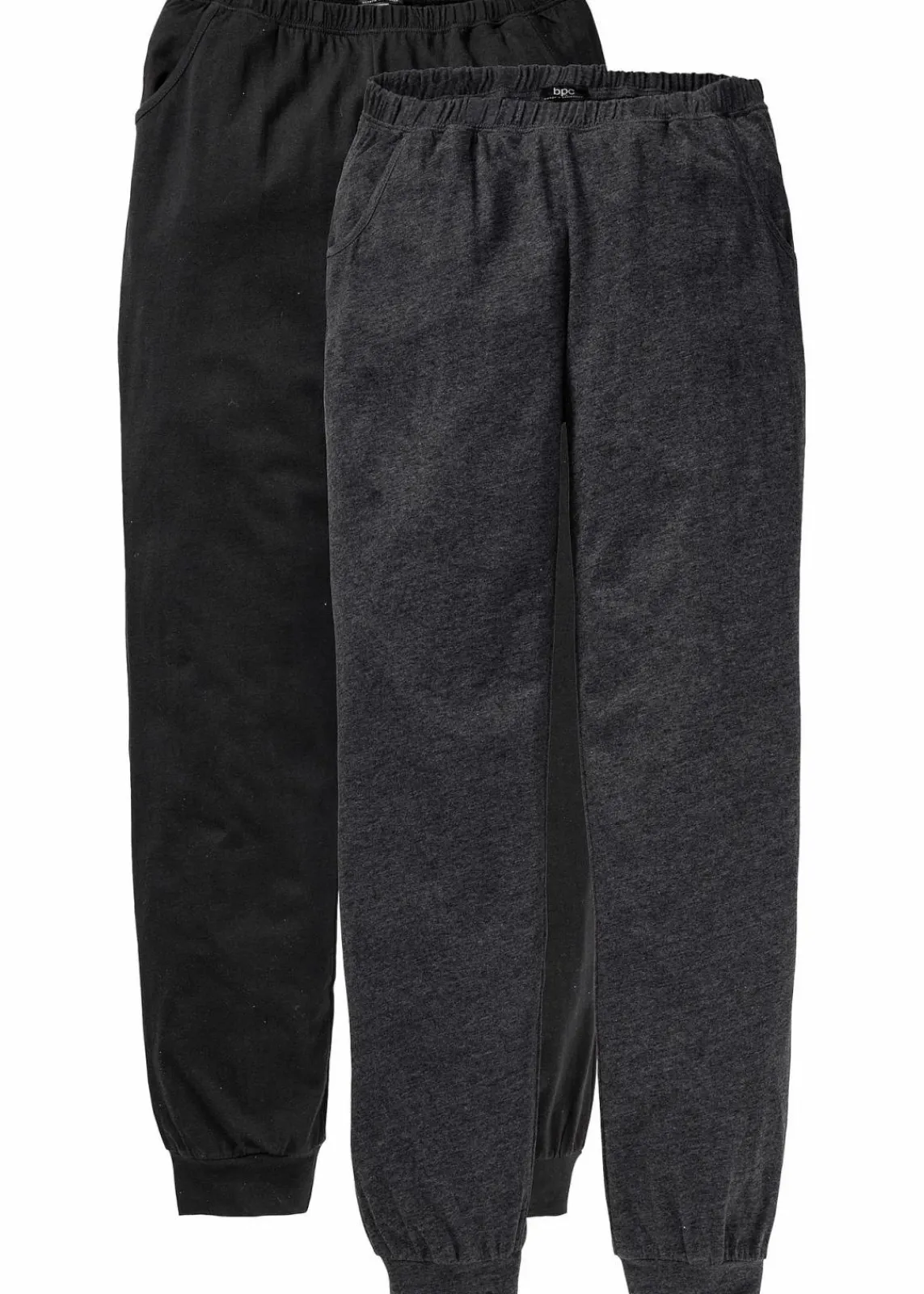 bonprix Wäsche·Basics|Wäsche·Nachtwäsche^Lange Pyjamahose (2er Pack) anthrazit meliert/schwarz