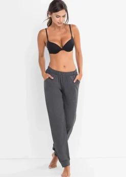 bonprix Wäsche·Basics|Wäsche·Nachtwäsche^Lange Pyjamahose (2er Pack) anthrazit meliert/schwarz