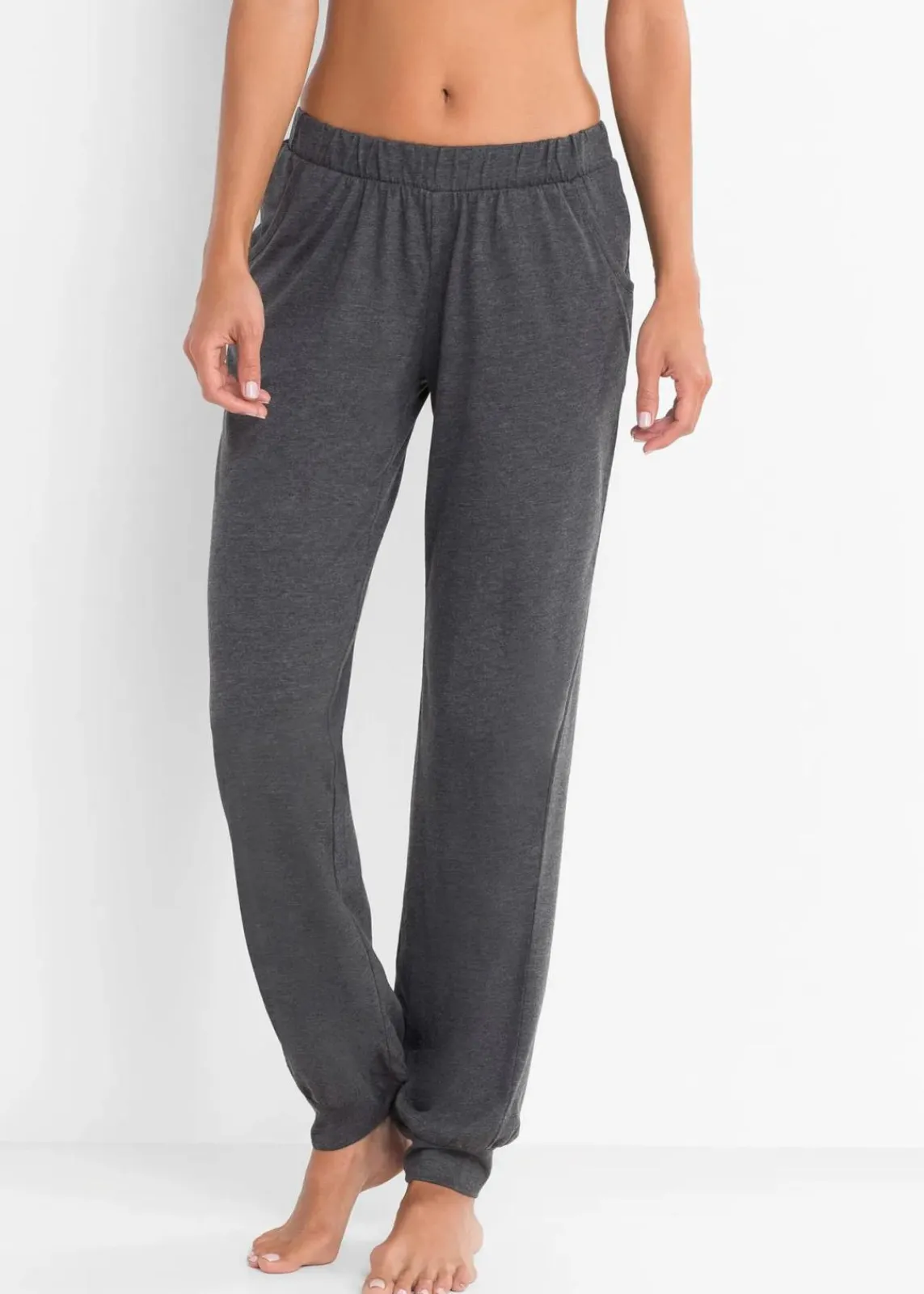 bonprix Wäsche·Basics|Wäsche·Nachtwäsche^Lange Pyjamahose (2er Pack) anthrazit meliert/schwarz
