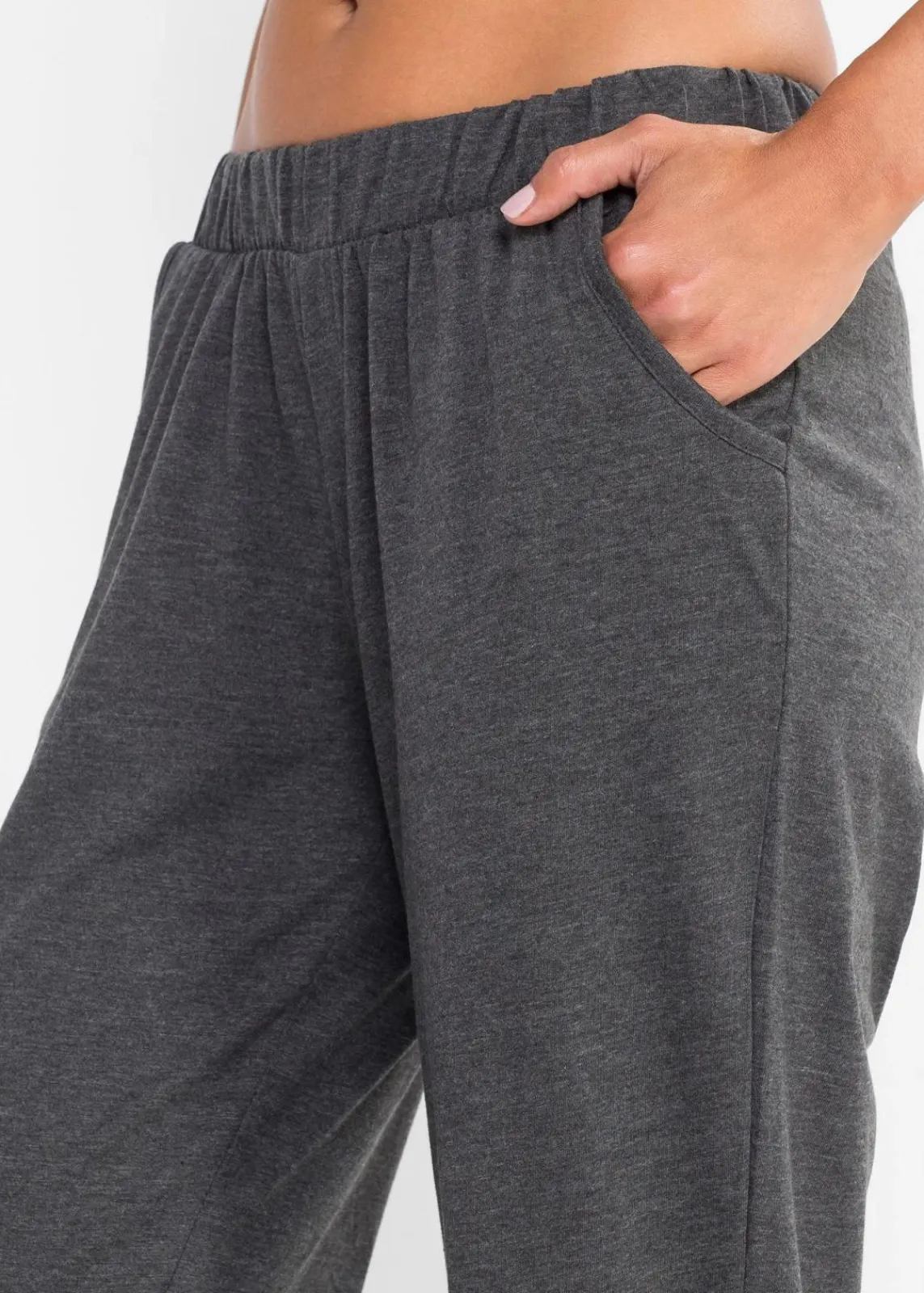 bonprix Wäsche·Basics|Wäsche·Nachtwäsche^Lange Pyjamahose (2er Pack) anthrazit meliert/schwarz