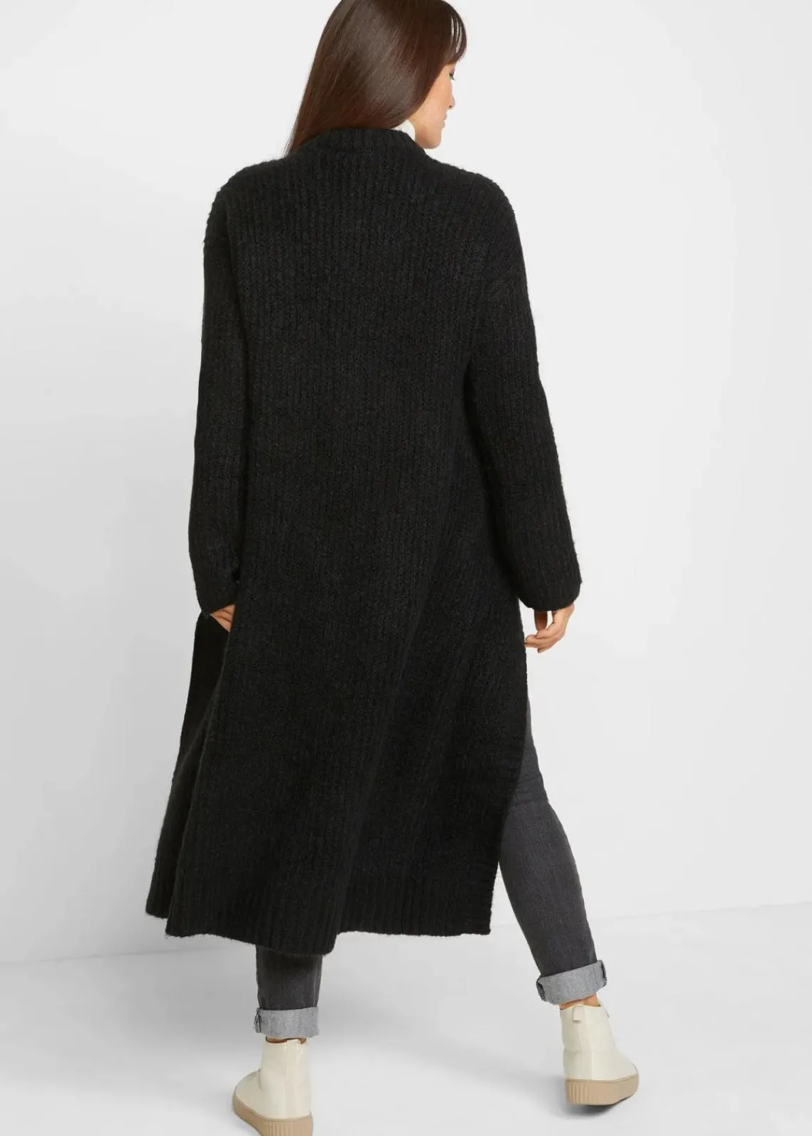 bonprix Bekleidung·Umstandsmode|Bekleidung·Jeans^Lange Strickjacke schwarz