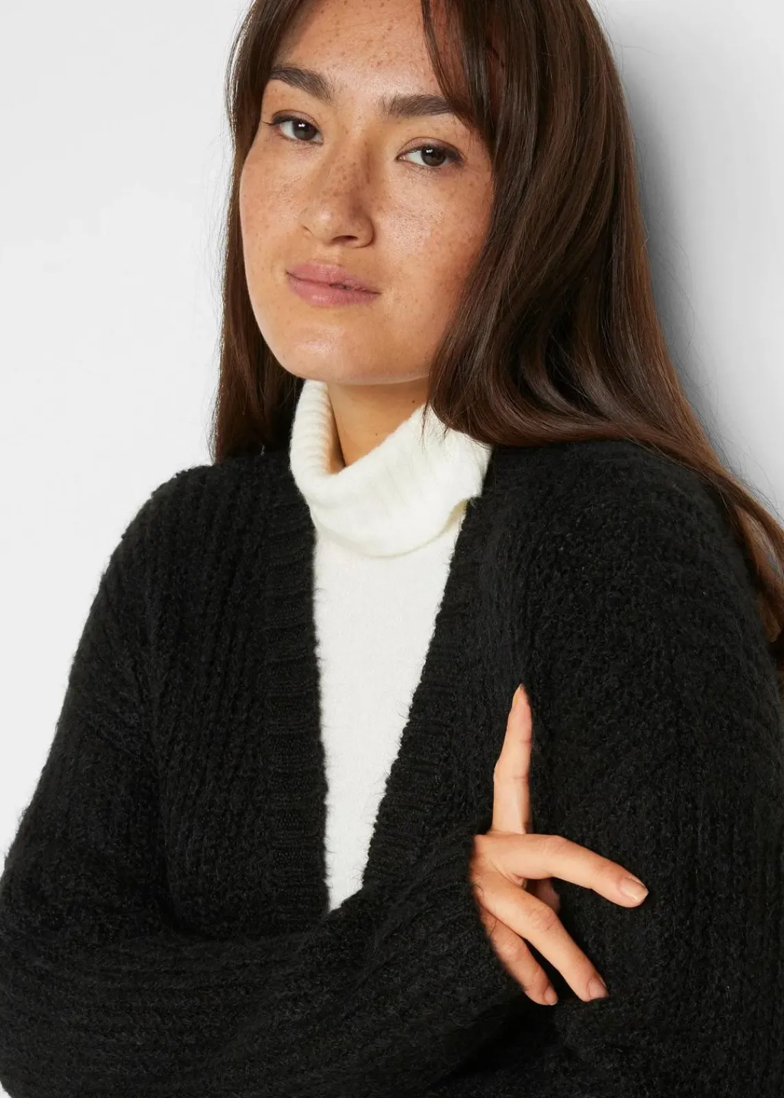 bonprix Bekleidung·Umstandsmode|Bekleidung·Jeans^Lange Strickjacke schwarz