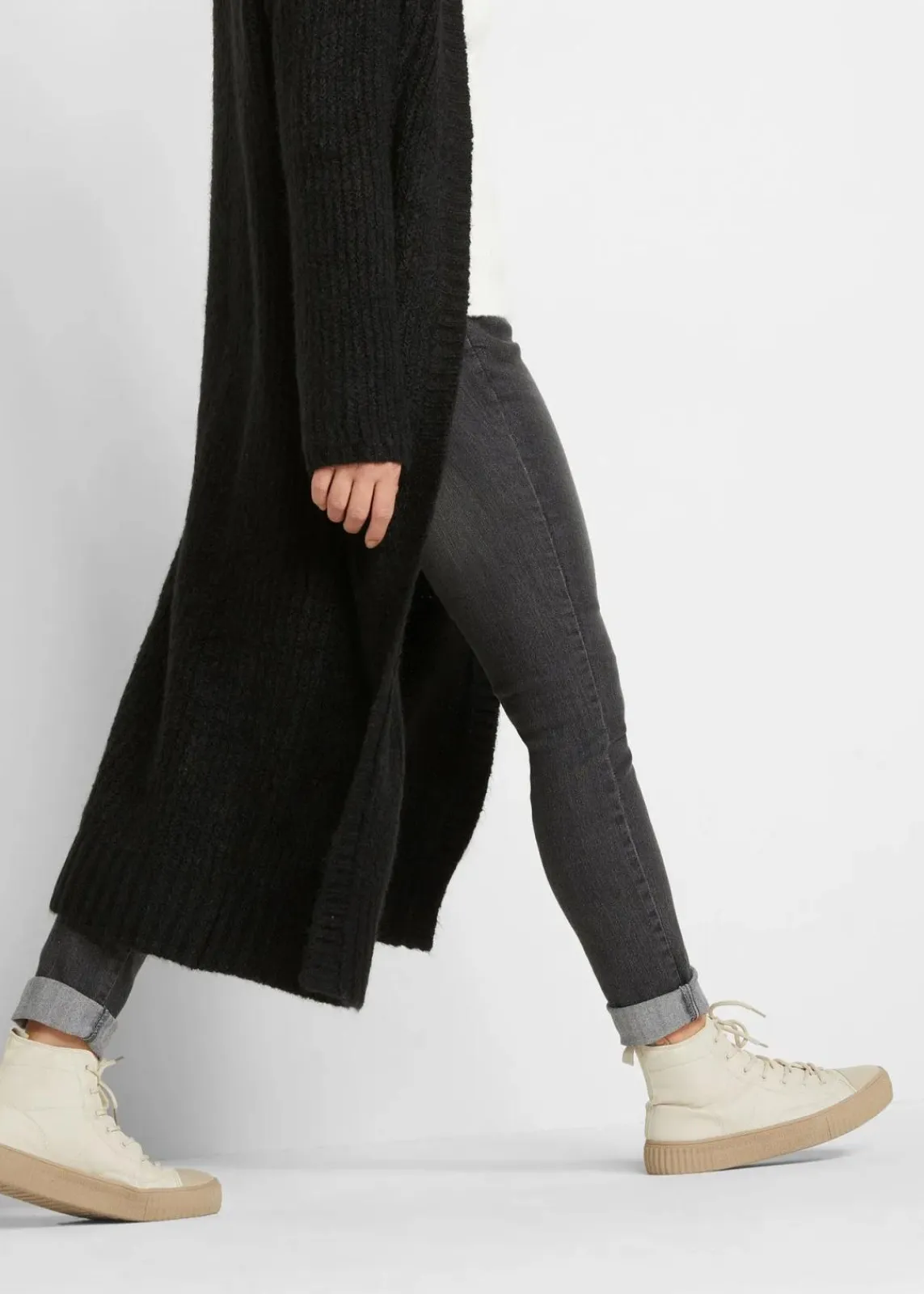 bonprix Bekleidung·Umstandsmode|Bekleidung·Jeans^Lange Strickjacke schwarz