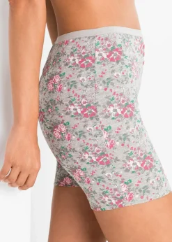 bonprix Wäsche·Höschen|Höschen^Lange Unterhose mit hohem Bund (4er Pack) hellgrau meliert + rosa + grün geblümt
