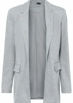 bonprix Bekleidung·Basics|Blazer^Langer Jersey-Blazer mit Taschen hellgrau meliert