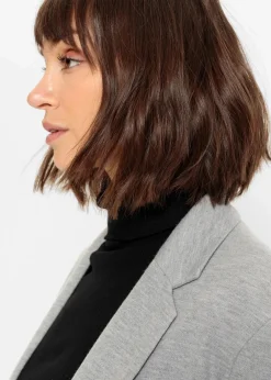 bonprix Bekleidung·Basics|Blazer^Langer Jersey-Blazer mit Taschen hellgrau meliert