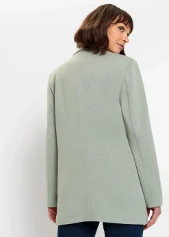 bonprix Blazer|Bekleidung·Basics^Langer Jersey-Blazer mit Taschen rauchgrün meliert