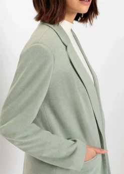 bonprix Blazer|Bekleidung·Basics^Langer Jersey-Blazer mit Taschen rauchgrün meliert