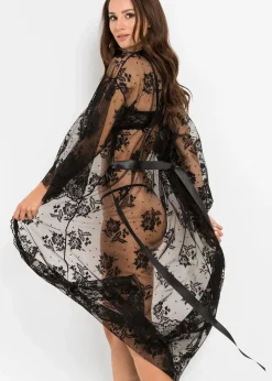 bonprix Wäsche·Dessous|Wäsche·Bademäntel^Langer Kimono schwarz