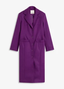 bonprix Jacken & Mäntel|Bekleidung·Hosen^Langer Mantel in Wolloptik tiefviolett