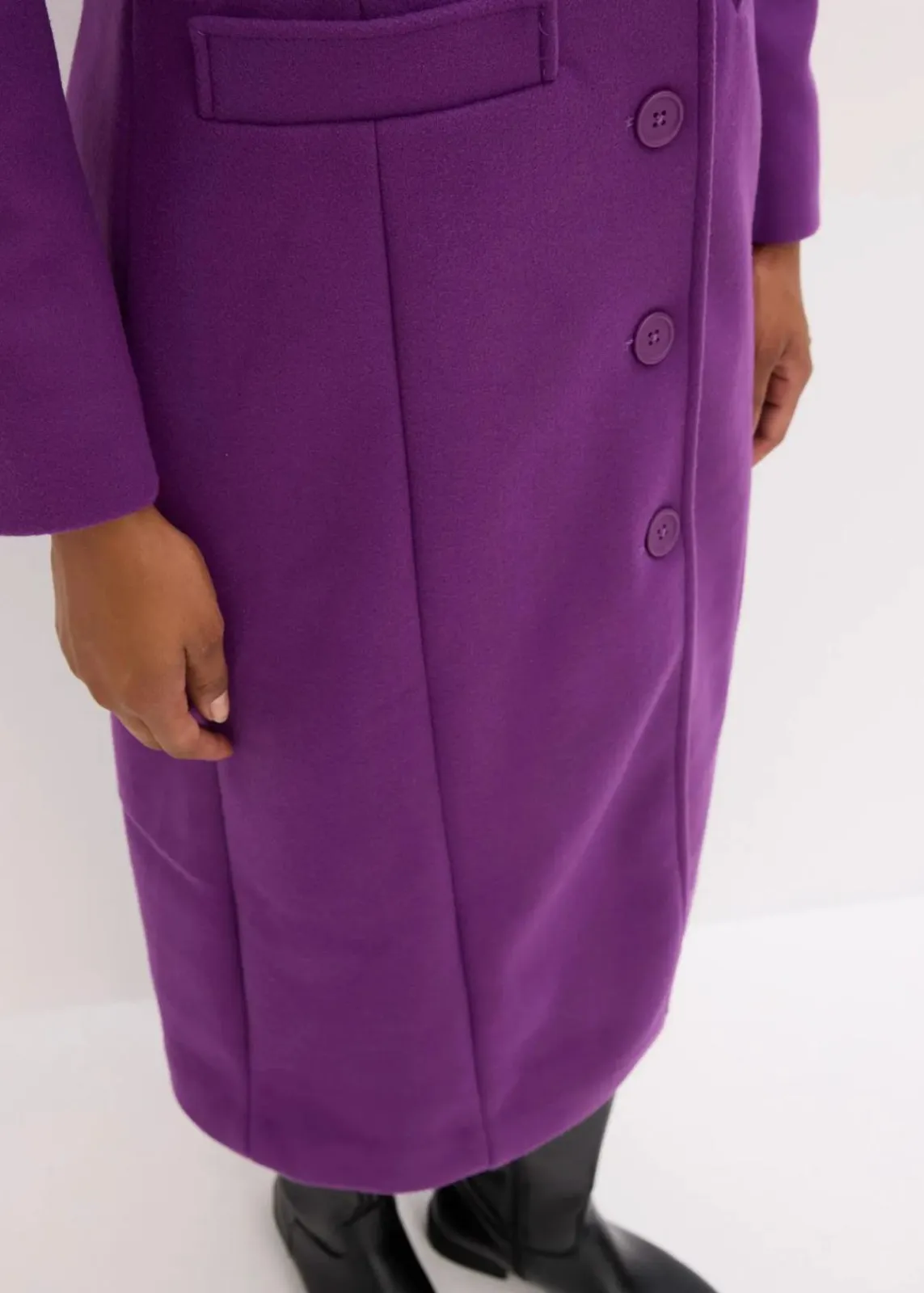 bonprix Jacken & Mäntel|Bekleidung·Hosen^Langer Mantel in Wolloptik tiefviolett