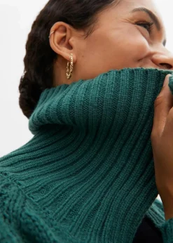 bonprix Pullover & Strickjacken|Strickmode^Langer Strickmantel aus Zopfstrick mattgrün