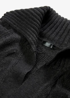 bonprix Bekleidung·Umstandsmode|Pullover & Strickjacken^Langer Strickmantel aus Zopfstrick anthrazit meliert