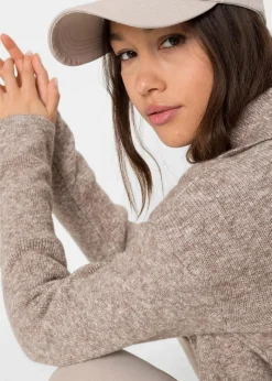bonprix Bekleidung·Umstandsmode|Strickmode^Langer Strickmantel im Loose Fit taupe meliert