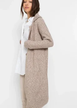 bonprix Bekleidung·Umstandsmode|Strickmode^Langer Strickmantel im Loose Fit taupe meliert
