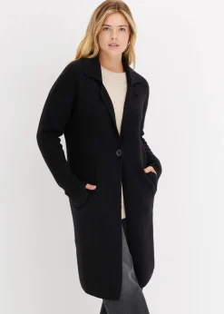 bonprix Bekleidung·Jeans|Pullover & Strickjacken^Langer Strickmantel im Loose Fit schwarz