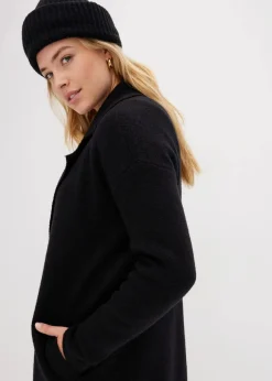 bonprix Bekleidung·Jeans|Pullover & Strickjacken^Langer Strickmantel im Loose Fit schwarz